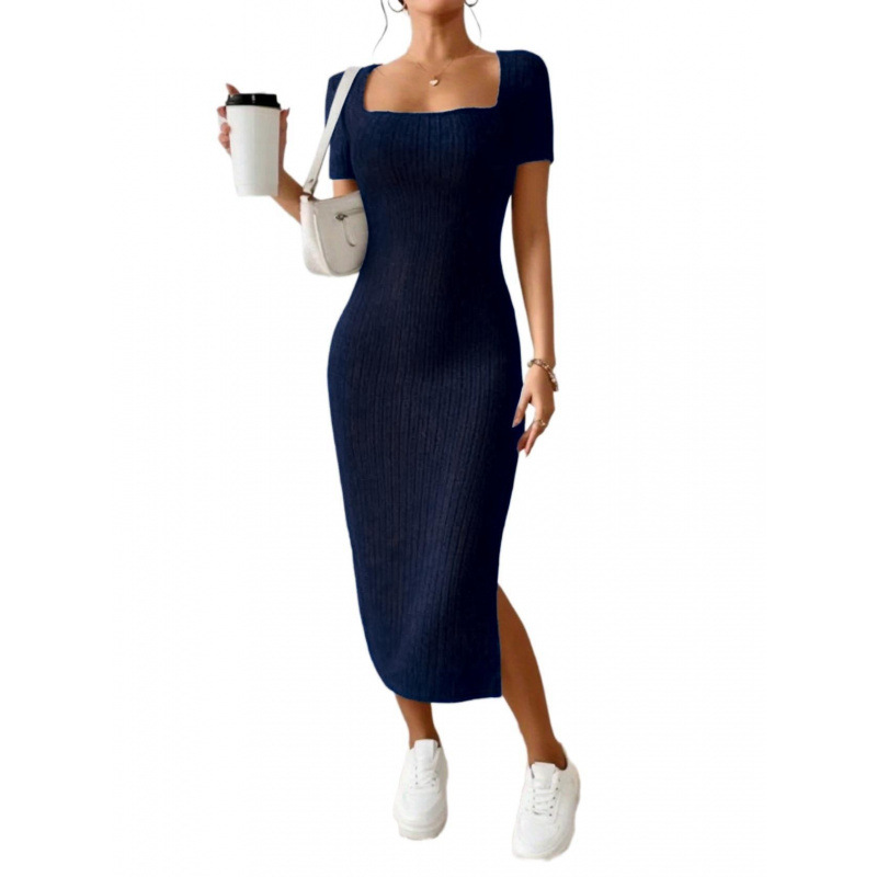 Vestido Midi de Punto Acanalad - Bodycon Long Sleeve Ribbed Dress reseña y precio
