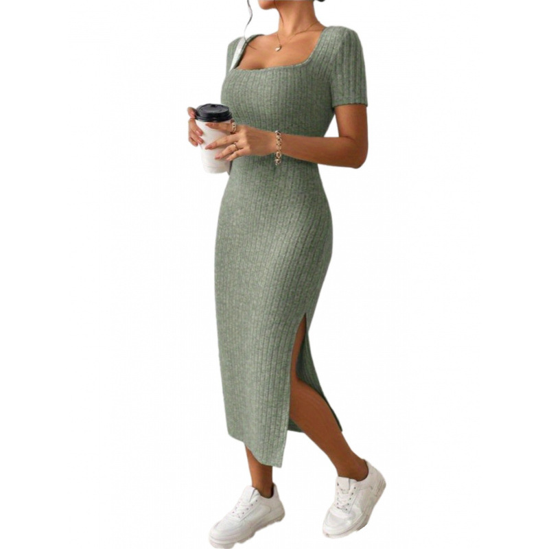 Vestido Midi de Punto Acanalad - Bodycon Long Sleeve Ribbed Dress reseña y precio