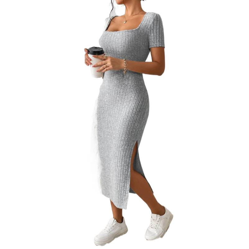 Vestido Midi de Punto Acanalad - Bodycon Long Sleeve Ribbed Dress reseña y precio