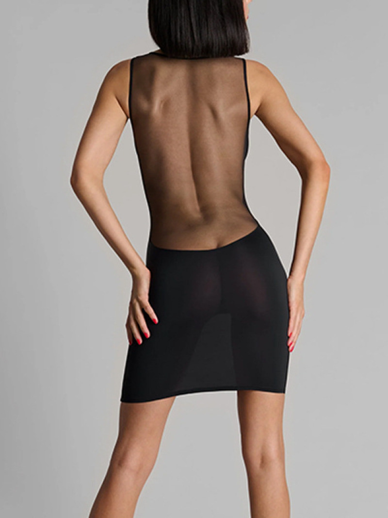 Vestido ajustado con escote en - Sexy Mesh Sheer Bodycon Dress reseña y precio