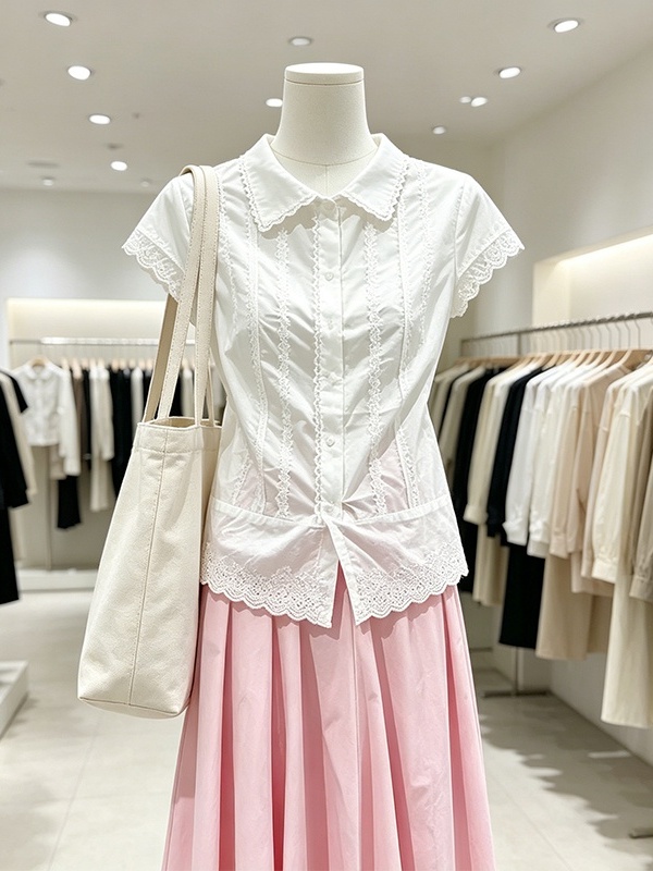 Conjunto elegante de camisa de - Korean Style A Line Shirt Dress reseña y precio