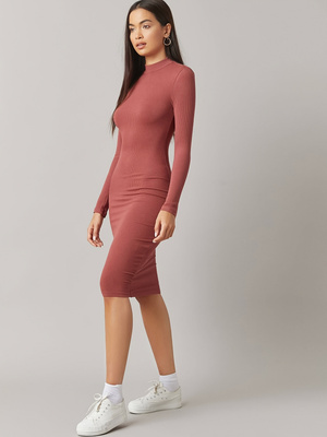 Vestido midi ajustado acanalad - Bodycon Long Sleeve Ribbed Dress reseña y precio