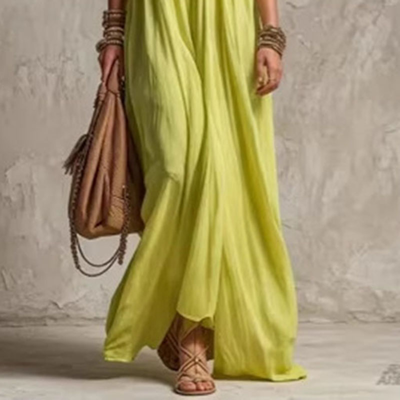 Vestido Maxi Casual de Verano  - Off Shoulder Puff Sleeve Sundress reseña y precio