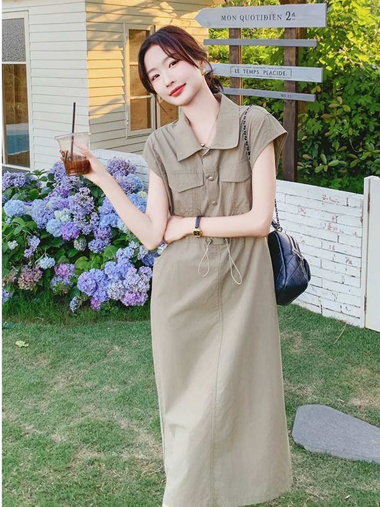 Vestido Camisero Estilo Corean - Korean Style A Line Shirt Dress reseña y precio