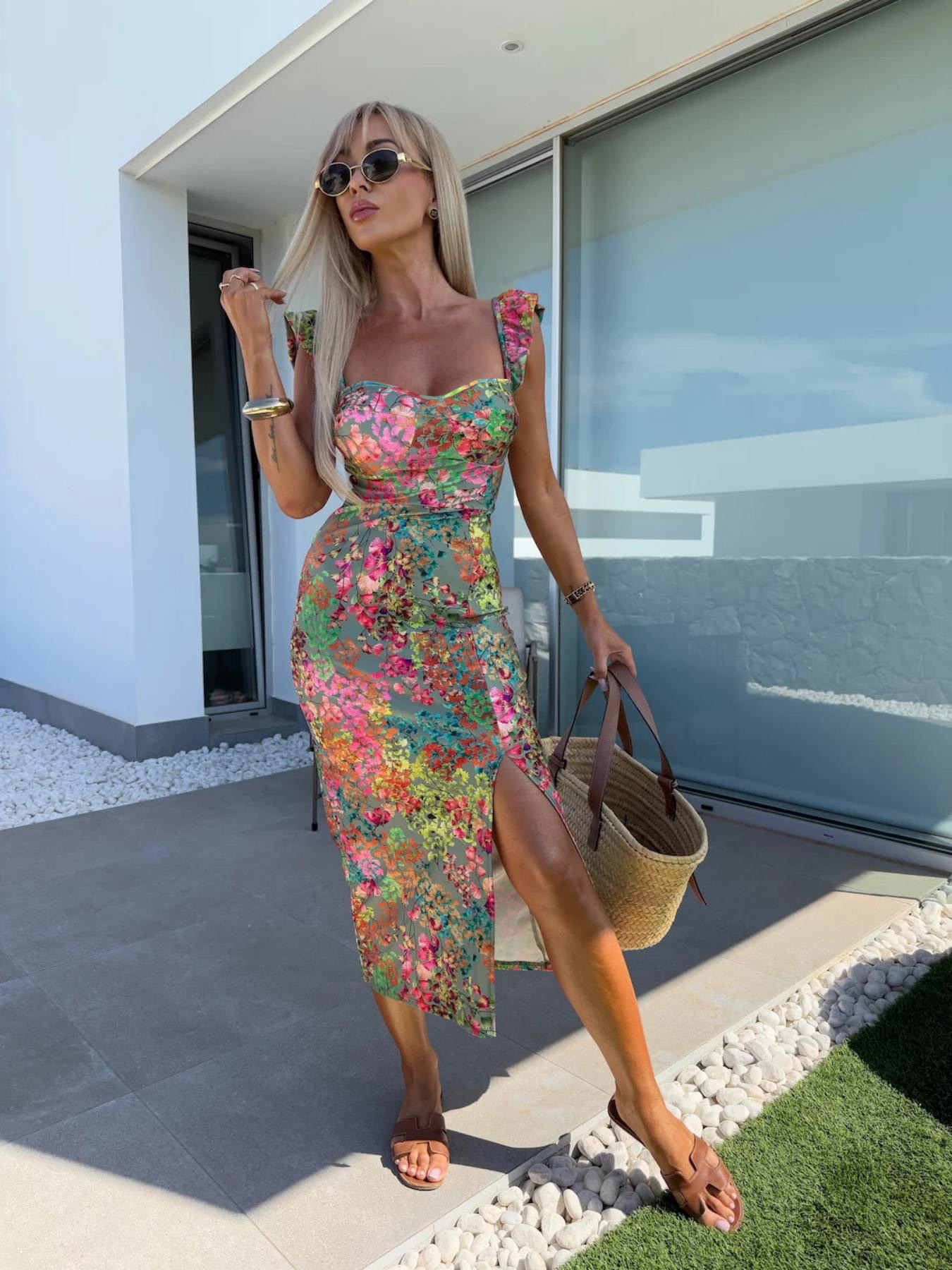 Nuevo Vestido Midi Elegante de - French Vintage Floral Midi Dress reseña y precio
