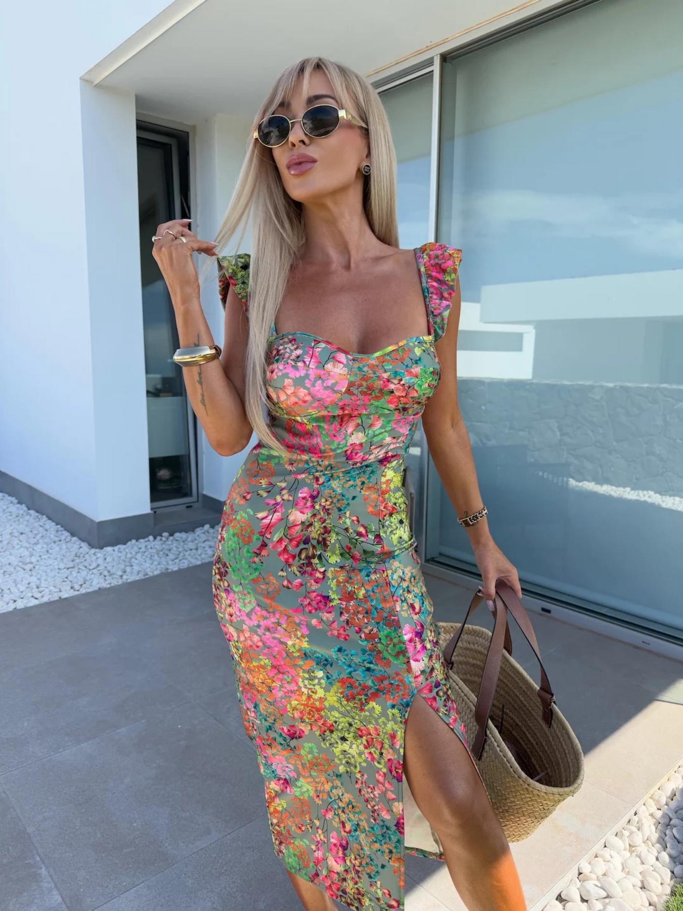 Nuevo Vestido Midi Elegante de - French Vintage Floral Midi Dress reseña y precio