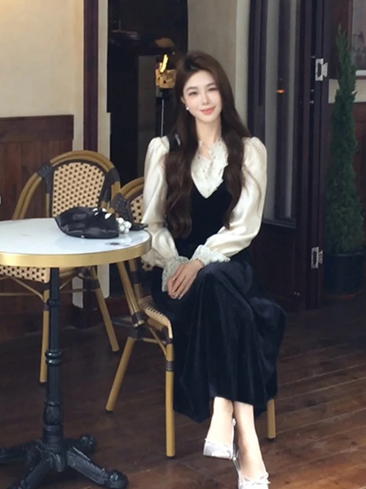Camisa de Seda con Parches de  - Korean Style A Line Shirt Dress reseña y precio