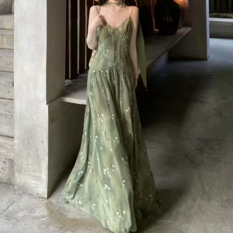 2025 nuevo vestido Midi sin ti - French Vintage Floral Midi Dress reseña y precio