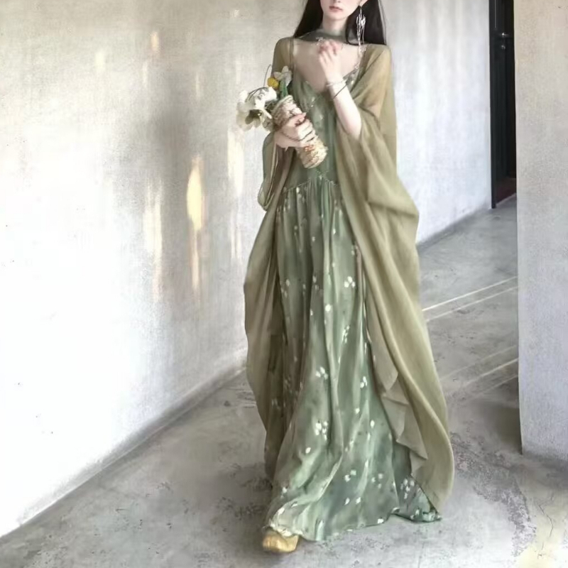 2025 nuevo vestido Midi sin ti - French Vintage Floral Midi Dress reseña y precio
