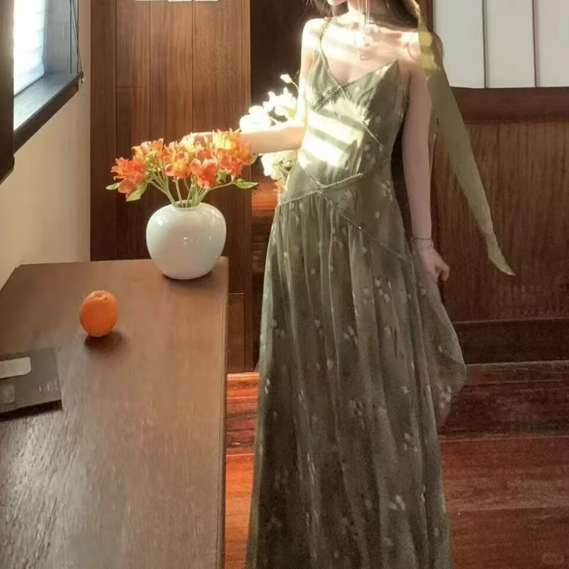 2025 nuevo vestido Midi sin ti - French Vintage Floral Midi Dress reseña y precio