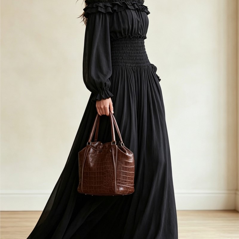 Vestido largo con volantes y h - Off Shoulder Puff Sleeve Sundress reseña y precio