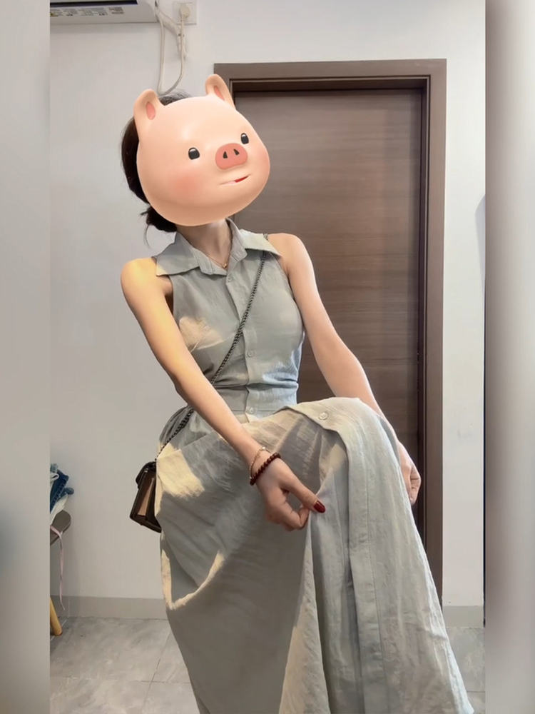 Vestido Camisero sin Mangas co - Korean Style A Line Shirt Dress reseña y precio