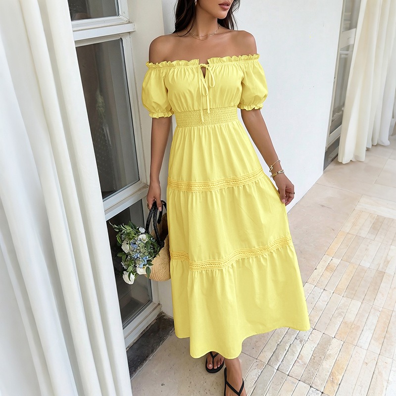 Vestido Maxi Bohemio de Verano - Off Shoulder Puff Sleeve Sundress reseña y precio