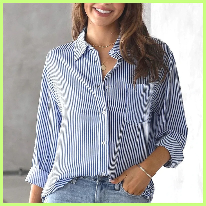 Blusa de Algodón a Rayas Overs - Blouses reseña y precio