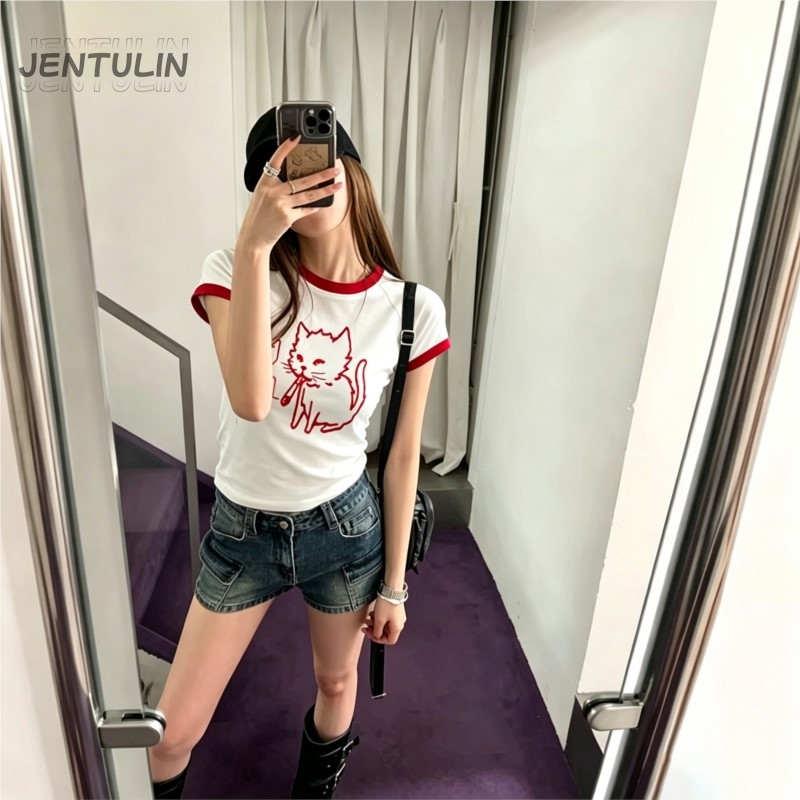 Camiseta Corta Estilo Coreano  - Y2K Graphic Baby Tee Crop reseña y precio