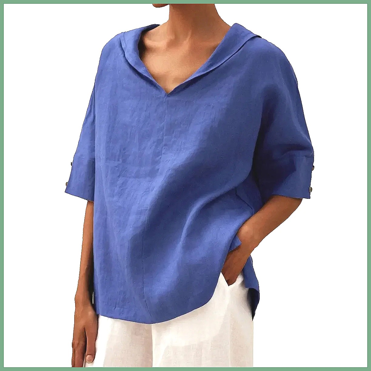 Camisa Holgada de Lino y Algod - Blouses reseña y precio