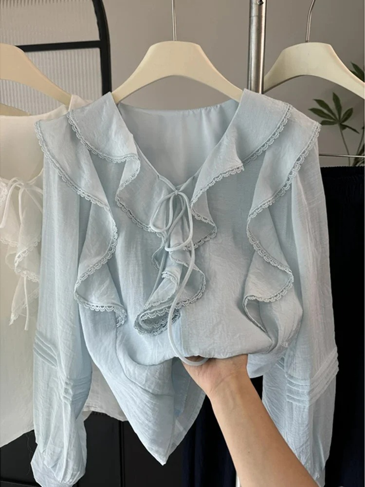 Blusa Elegante Francesa con Cu - Blouses reseña y precio