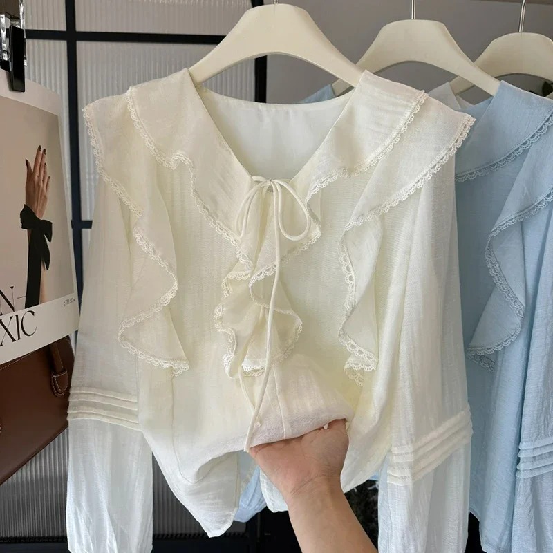 Blusa Elegante Francesa con Cu - Blouses reseña y precio