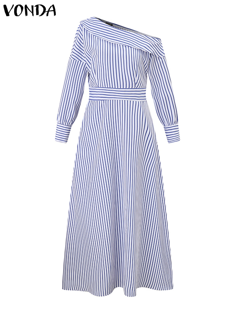 Vestido elegante de talla gran - Off Shoulder Puff Sleeve Sundress reseña y precio