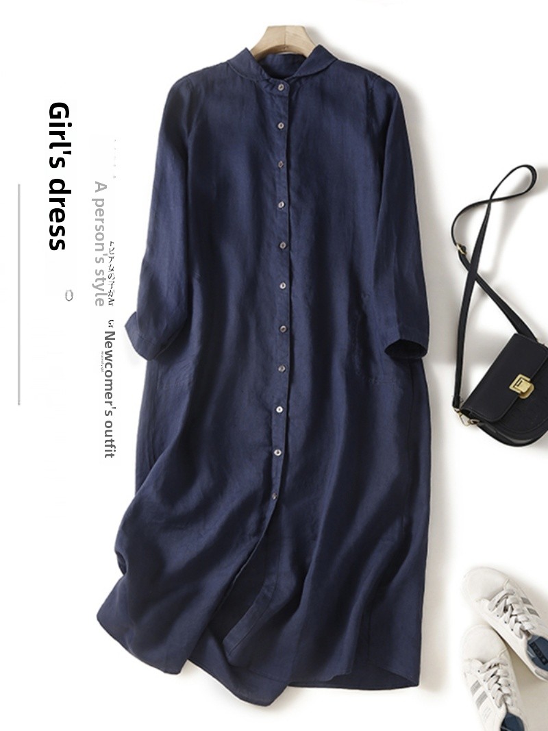 Vestido Camisero Casual de Man - Casual Loose Linen Shirt Dress reseña y precio